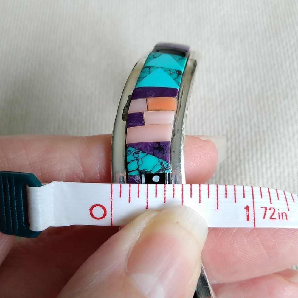 NATIVE AMERICAN WAVE INLAID CUFF BRACELET - Picture 16 of 16